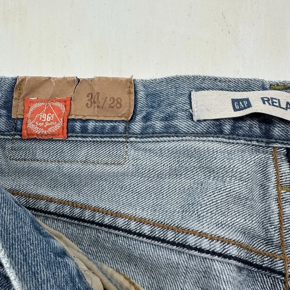 Vintage Y2K GAP Relaxed Jeans Men 34x28 Blue Denim Loose Light Wash Skate Grunge